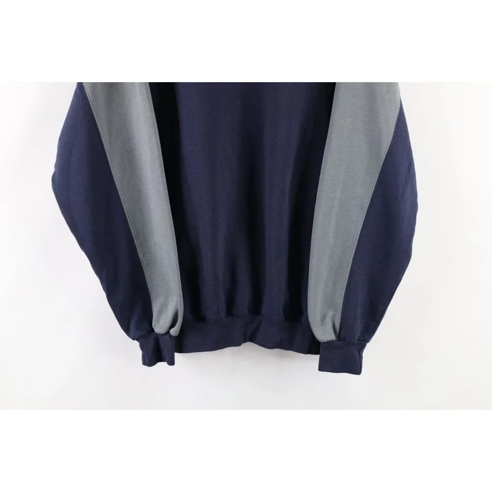 Vintage 90s Streetwear Mens Large Faded Color Block Crewneck Sweatshirt Blue - Picture 7 of 7